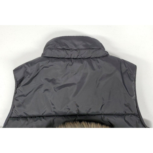 ROXY Womens Hooded PUFFER VEST Black Removable Fur Trimmed Hood Size Large - Picture 11 of 14